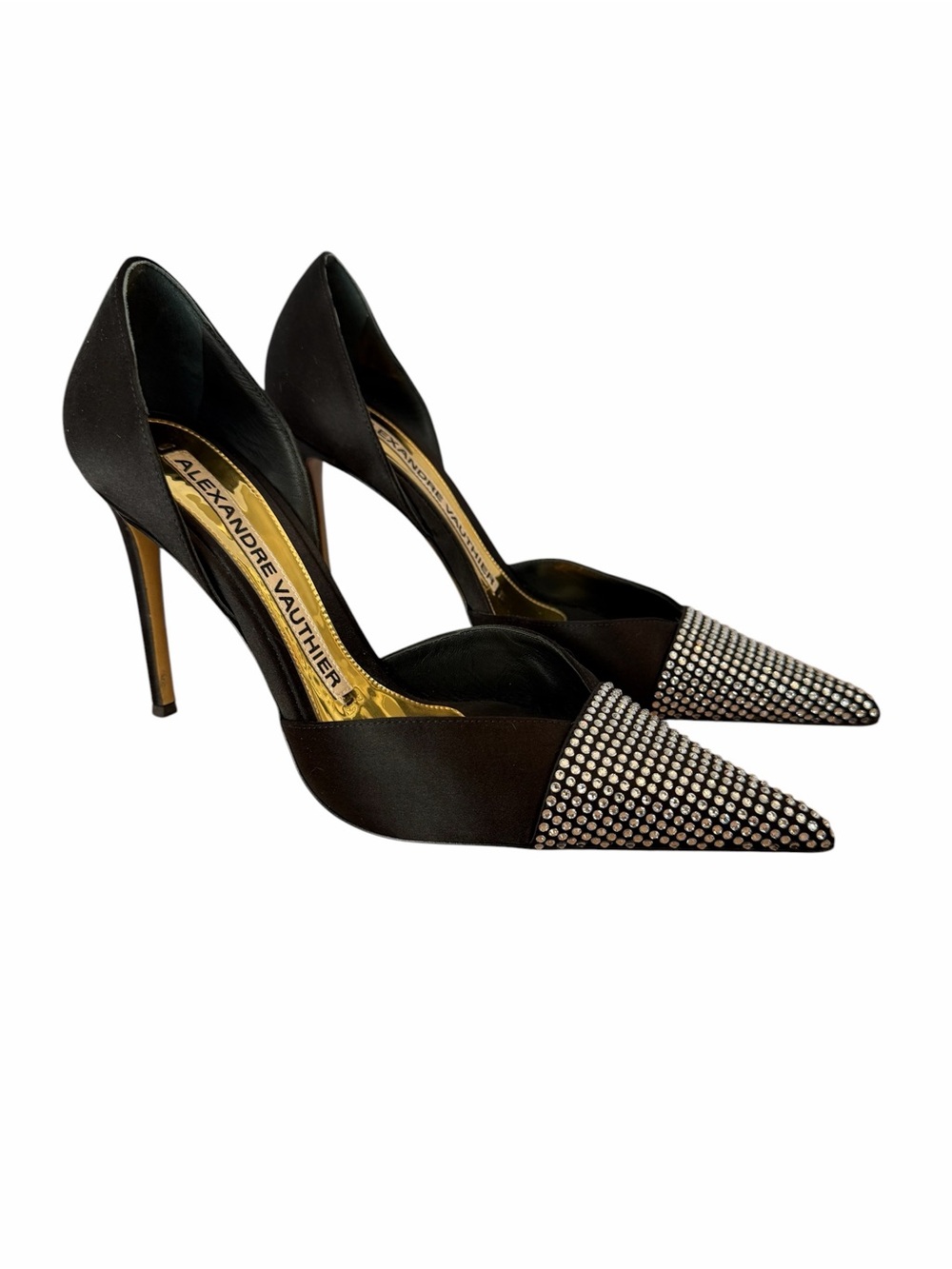 A Alexandre Vauthier Satin and Crystal Heels Size 39 - Picture 2 of 16